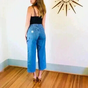 Vintage Lee River Med Wash 80’s Dungaree Carpenter Cropped Capri Jeans